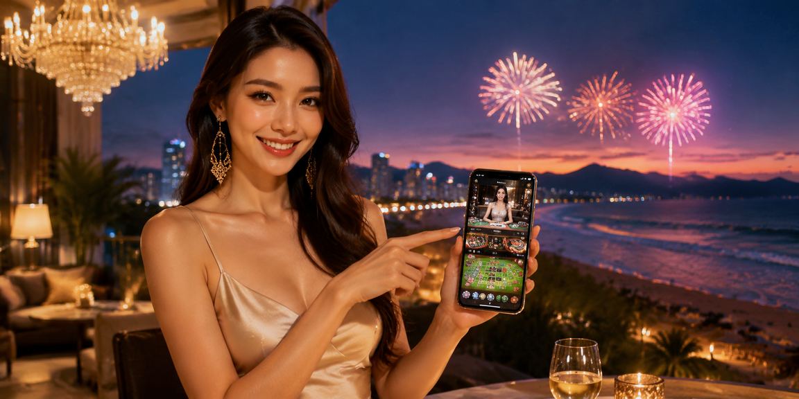 Người chơi trải nghiệm casino trực tuyến trên điện thoại tại bãi biển Đà Nẵng