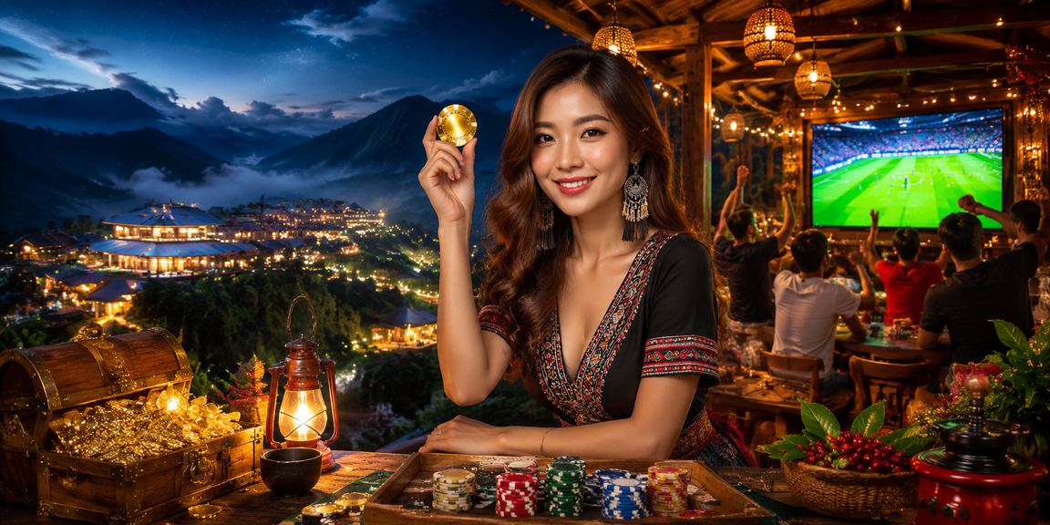 Người chơi bài tại quán cà phê Sa Pa với phong cảnh núi mờ